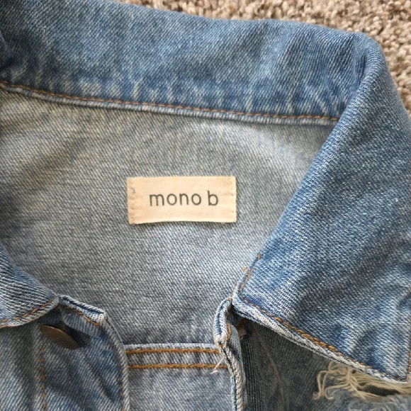 Mono B Blue Distressed Jean Jacket - Picture 2 of 11